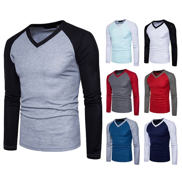 Men's t-shirt, raglan long sleeve, pulley neck youth, colour combining thin tops, White;black
Men's t-shirt, raglan long sleeve, pulley neck youth, colour combining thin tops, White;black