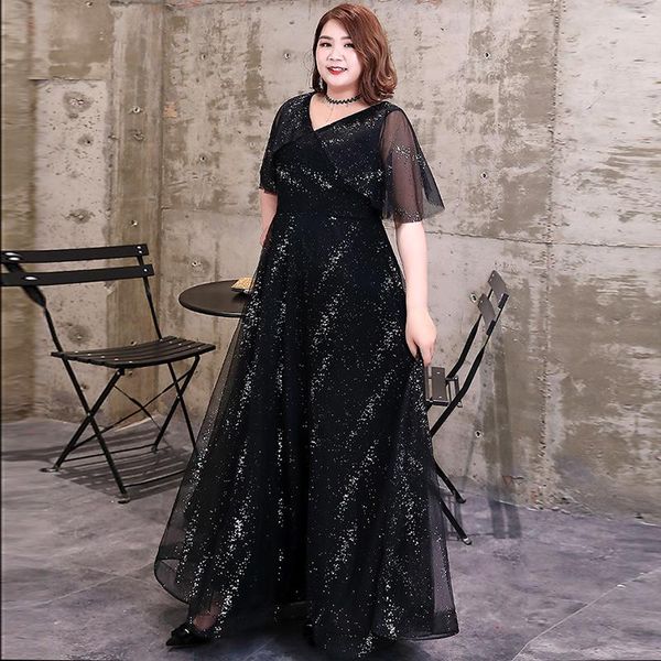 black evening dresses long plus size floor-length a-line lace up half sleeves v-neck simple sequined elegant party dress d024, White;black
black evening dresses long plus size floor-length a-line lace up half sleeves v-neck simple sequined elegant party dress d024, White;black