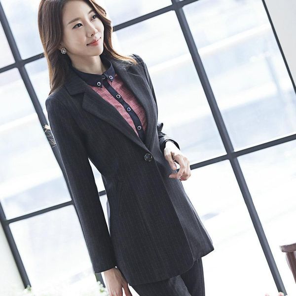 women's suits & blazers 2021 leisure long-sleeve small suit women work single button striped pants, White;black
women's suits & blazers 2021 leisure long-sleeve small suit women work single button striped pants, White;black