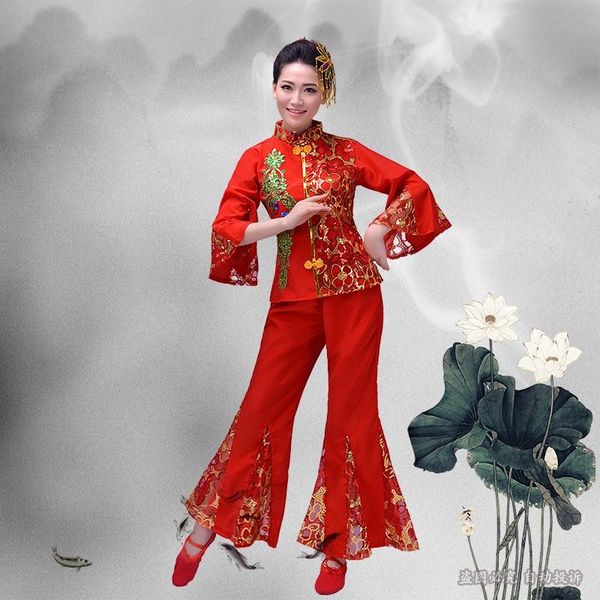 autumn red old fan dance chinese folk yangko clothing female stage costumes classical traditional wear, Black;red
autumn red old fan dance chinese folk yangko clothing female stage costumes classical traditional wear, Black;red