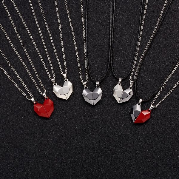 designer pendant necklace 2 piece magnetic pair chain lovers heart hanger distance facet charm women valentine's day gift 2021, Silver
designer pendant necklace 2 piece magnetic pair chain lovers heart hanger distance facet charm women valentine's day gift 2021, Silver