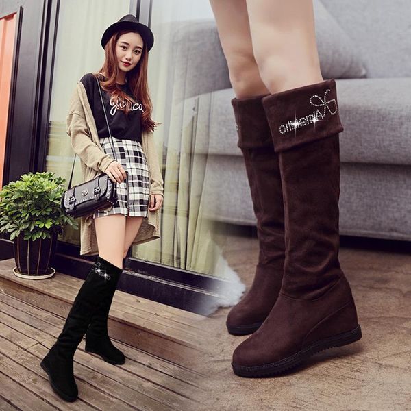 boots round toe flat with over-the-knee long for women slip-on increased internal autumn winter solid shoes, Black
boots round toe flat with over-the-knee long for women slip-on increased internal autumn winter solid shoes, Black