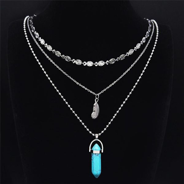 stainless steel green stone bohemia layer charm necklaces women feather pendant necklace jewelry bijoux femme nxs04, Silver
stainless steel green stone bohemia layer charm necklaces women feather pendant necklace jewelry bijoux femme nxs04, Silver