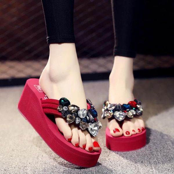 slippers big size shiny inlaid bordered crystal diamond beautiful flip flops stiletto heel thick sandals beach 7oow, Black
slippers big size shiny inlaid bordered crystal diamond beautiful flip flops stiletto heel thick sandals beach 7oow, Black