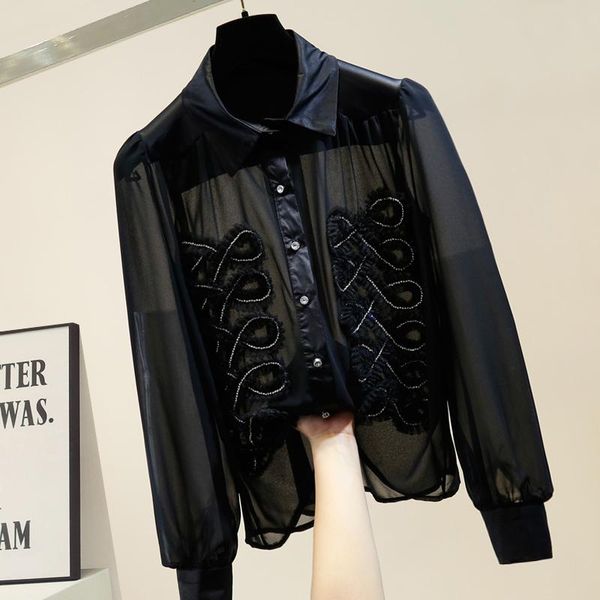 women's blouses & shirts 2021 trendy white chiffon blouse diamonds chains patched tassels stylish spring black shirt women
women's blouses & shirts 2021 trendy white chiffon blouse diamonds chains patched tassels stylish spring black shirt women