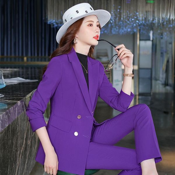 women's two piece pants purple suit autumn and winter 2021 temperament professional office ladies overalls two-piece high quality, White
women's two piece pants purple suit autumn and winter 2021 temperament professional office ladies overalls two-piece high quality, White