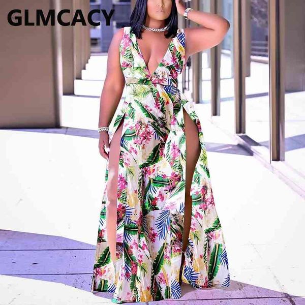 sleeveless v neck floral dress high slit summer boho beach maxi dresses 210702, Black;gray
sleeveless v neck floral dress high slit summer boho beach maxi dresses 210702, Black;gray