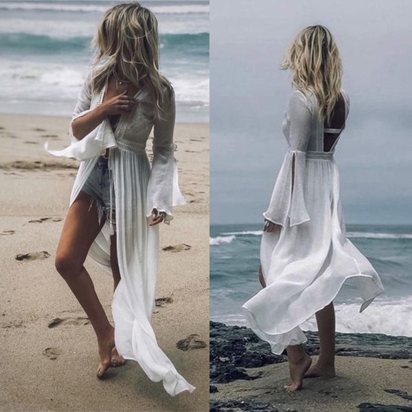 women cover ups swimwear white beach slit dresses cotton kimono ups for swimsuit up woman 210603, White;black
women cover ups swimwear white beach slit dresses cotton kimono ups for swimsuit up woman 210603, White;black