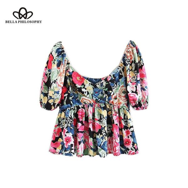 women's blouses & shirts philosophy 2021 spring floral printed women shirt short sleeves v-neck female blouse ruffles casual, White
women's blouses & shirts philosophy 2021 spring floral printed women shirt short sleeves v-neck female blouse ruffles casual, White