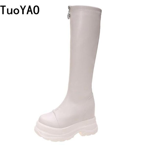 boots autumn leather women knee high punk style casual chunky shoe winter woman thick heel platform long 10.5cm, Black
boots autumn leather women knee high punk style casual chunky shoe winter woman thick heel platform long 10.5cm, Black