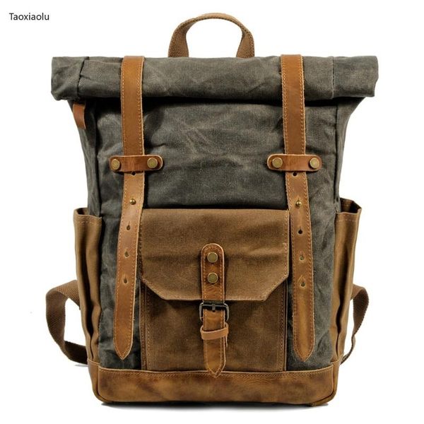 backpack 2021 style large capacity college wind fashion oil wax canvas shoulder bag
backpack 2021 style large capacity college wind fashion oil wax canvas shoulder bag