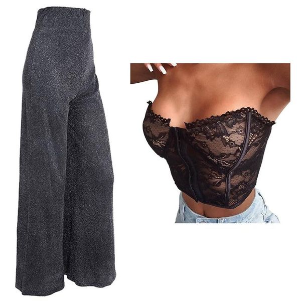 women's pants & capris side slim fit fashionable tunic waist with silver sequined high wide leg, Black;white
women's pants & capris side slim fit fashionable tunic waist with silver sequined high wide leg, Black;white