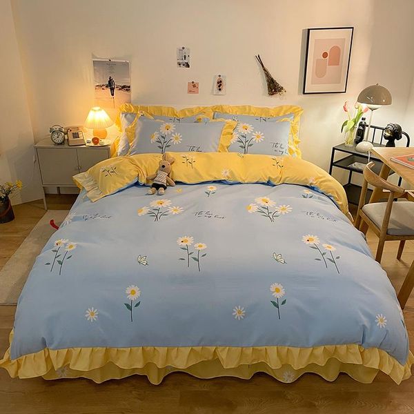 bedding sets double-sided set blue and yellow home textile brushed fabric bed sheet/skirt cotton quilt cover pillowcaseoceania
bedding sets double-sided set blue and yellow home textile brushed fabric bed sheet/skirt cotton quilt cover pillowcaseoceania