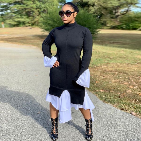 asymmetrical for solid-colored woman extension sleeve half-turtleneck with panels dress straight women's clothes, Black;gray
asymmetrical for solid-colored woman extension sleeve half-turtleneck with panels dress straight women's clothes, Black;gray