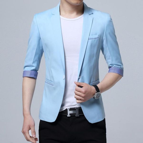mens summer pink blue black short sleeve blazer men fashion notched slim fit suit jacket korean business casual coat men's suits & blaz, White;black
mens summer pink blue black short sleeve blazer men fashion notched slim fit suit jacket korean business casual coat men's suits & blaz, White;black