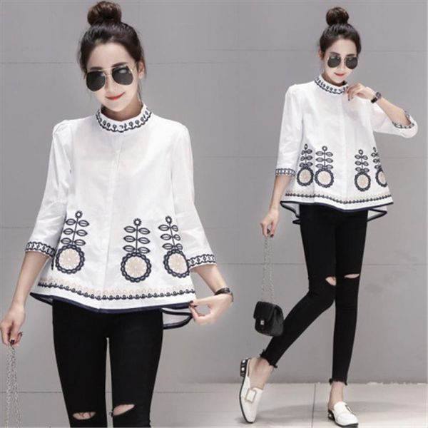 floral embroidery cotton womens blouses spring summer stand collar bottoming white
floral embroidery cotton womens blouses spring summer stand collar bottoming white