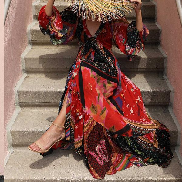 women's 2021 new printed bohemian casual v-neck long-sleeved dress y1006, Black;gray
women's 2021 new printed bohemian casual v-neck long-sleeved dress y1006, Black;gray