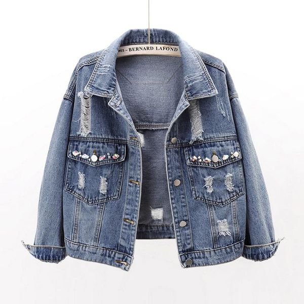 women's jackets spring autumn vintage blue short jeans jacket female hole diamond long-sleeved loose casual denim coats casacos abrigo, Black;brown
women's jackets spring autumn vintage blue short jeans jacket female hole diamond long-sleeved loose casual denim coats casacos abrigo, Black;brown