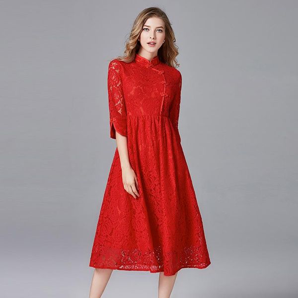 casual dresses spring fall womens chinese high waist red lace cheongsam dress , autumn women clothes elegant chipao for woman, Black;gray
casual dresses spring fall womens chinese high waist red lace cheongsam dress , autumn women clothes elegant chipao for woman, Black;gray