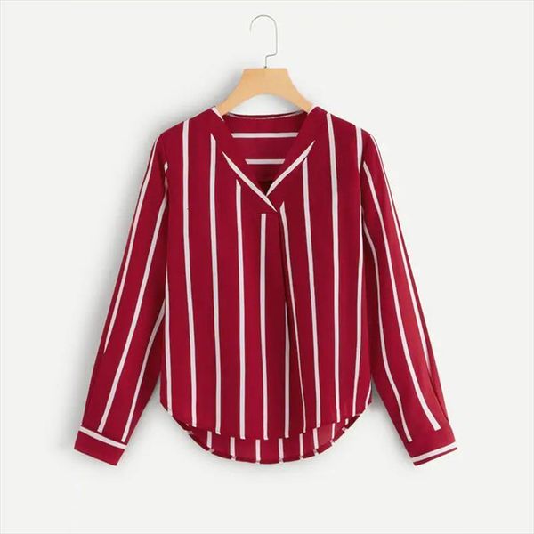 autumn long sleeve v neck women shirt irregular stripe casual and blouses chemise femme camisas mujer, White
autumn long sleeve v neck women shirt irregular stripe casual and blouses chemise femme camisas mujer, White