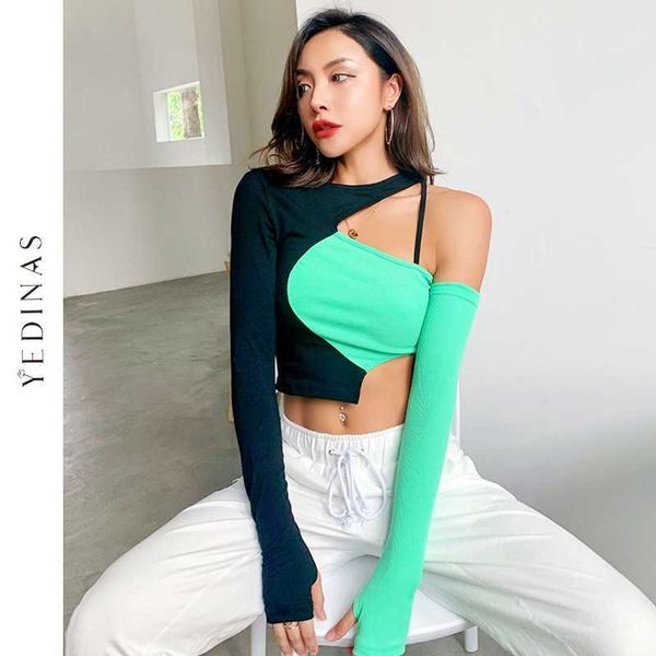 yedinas color contrast patchwork cropped women long sleeve slim t shirts off shoulder irregular tee shirt chic design 210527, White
yedinas color contrast patchwork cropped women long sleeve slim t shirts off shoulder irregular tee shirt chic design 210527, White
