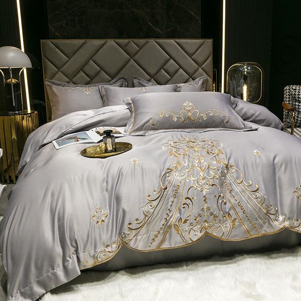 bedding sets embroidery summer ice silk four-piece suit light luxury style sleeping naked bed sheet quilt cover
bedding sets embroidery summer ice silk four-piece suit light luxury style sleeping naked bed sheet quilt cover
