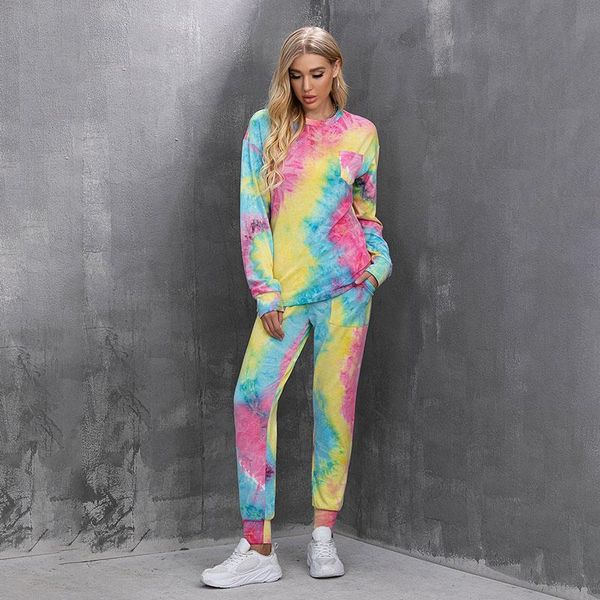 women two piece set 2021 fashion tie dye pattern long sleeve round neck pocket trousers pajama sets loungewear sportswear y women's pan, White
women two piece set 2021 fashion tie dye pattern long sleeve round neck pocket trousers pajama sets loungewear sportswear y women's pan, White