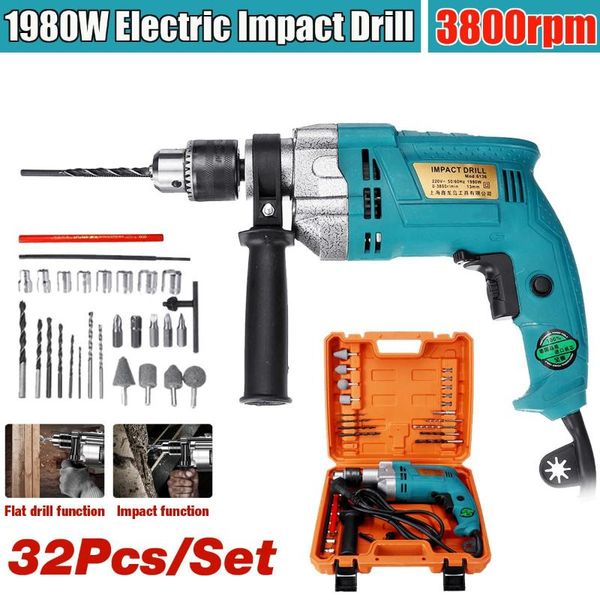 professiona electric drills 1980w 220v 32pcs impact drill set power hammer kit with bits drillpro tool
professiona electric drills 1980w 220v 32pcs impact drill set power hammer kit with bits drillpro tool