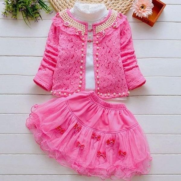 beaded lace girl sets 3 pieces knitted flower coats and bow skirts autumn children clothing suits quality, White
beaded lace girl sets 3 pieces knitted flower coats and bow skirts autumn children clothing suits quality, White