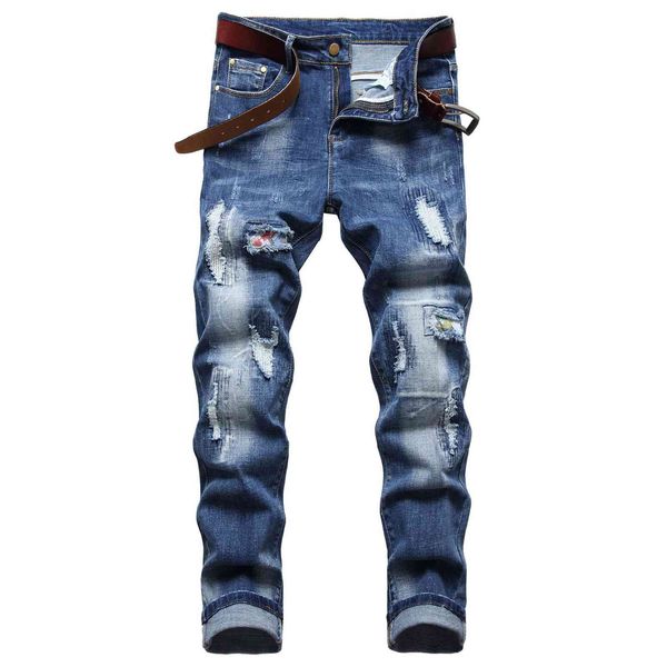 men's jeans 2021 autumn spring ripped street hip hop punk stretch bike trendy holes straight denim trouers hwvn, Blue
men's jeans 2021 autumn spring ripped street hip hop punk stretch bike trendy holes straight denim trouers hwvn, Blue