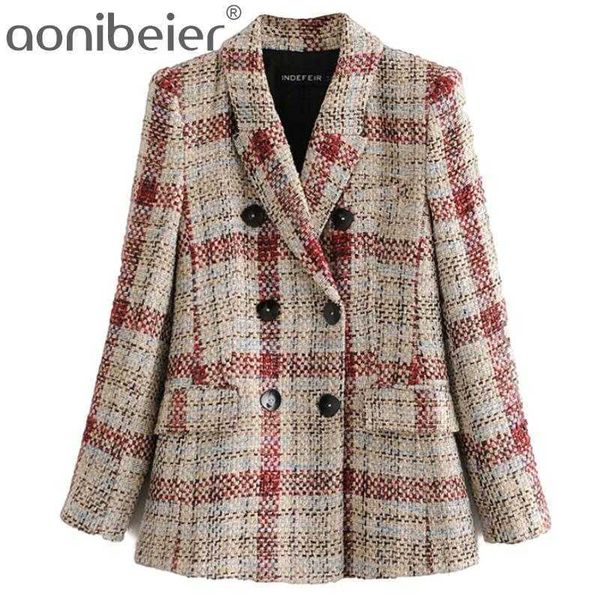woman jacket double breasted plaid tweed blazer coat vintage long sleeve female outerwear chic lady 210604, White;black
woman jacket double breasted plaid tweed blazer coat vintage long sleeve female outerwear chic lady 210604, White;black