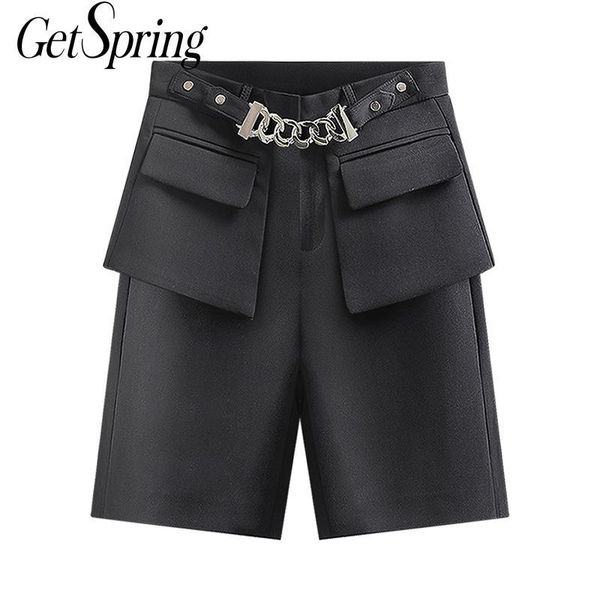 women pant chain patchwork casual knee length pants all match vintage black high waist cargo fashion 210430, Black;white
women pant chain patchwork casual knee length pants all match vintage black high waist cargo fashion 210430, Black;white