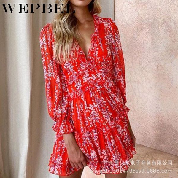 casual dresses wepbel women spring autumn boho print ruffles dress ladies long lantern sleeve v neck mini, Black;gray
casual dresses wepbel women spring autumn boho print ruffles dress ladies long lantern sleeve v neck mini, Black;gray
