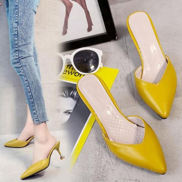 casual women thin high-heeled slippers high heel slipper pointed toe pu leather outdoor shoes shallow ladies elegant, Black
casual women thin high-heeled slippers high heel slipper pointed toe pu leather outdoor shoes shallow ladies elegant, Black