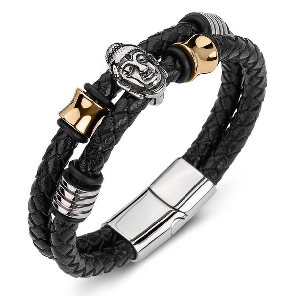 charm bracelets fashion men genuine leather bangle stainless steel buddhism buddha statue wristband punk jewelry p191, Golden;silver
charm bracelets fashion men genuine leather bangle stainless steel buddhism buddha statue wristband punk jewelry p191, Golden;silver