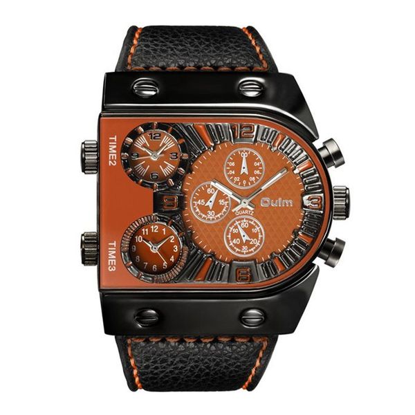 wristwatches oulm brand men's watches mens quartz casual leather strap wristwatch sports man multi-time zone military male watch clock, Slivery;brown
wristwatches oulm brand men's watches mens quartz casual leather strap wristwatch sports man multi-time zone military male watch clock, Slivery;brown