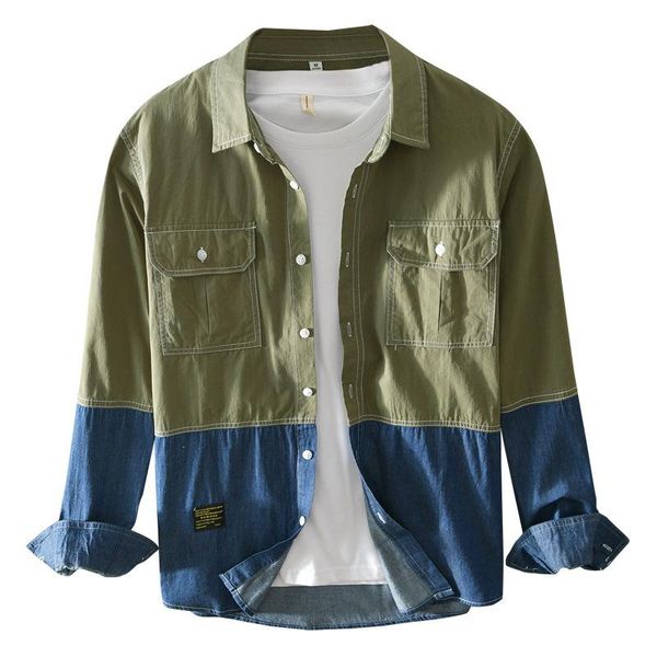 men fashion autumn long sleeve splicing men's casual loose denim shirt 100% cotton vintage mens clothing -3xl shirts, White;black
men fashion autumn long sleeve splicing men's casual loose denim shirt 100% cotton vintage mens clothing -3xl shirts, White;black