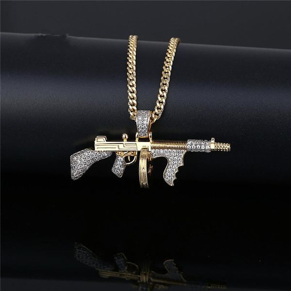 iced out gold machine gun pendant pave cubic zircon peace necklace with 24" cuban chain fashion hip hop jewelry for men necklaces, Silver
iced out gold machine gun pendant pave cubic zircon peace necklace with 24" cuban chain fashion hip hop jewelry for men necklaces, Silver