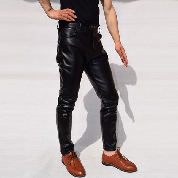 men's pants spring autumn motorcycle faux leather men casual trousers pu feet for fashion slim tight-fitting pantalon homme, Black
men's pants spring autumn motorcycle faux leather men casual trousers pu feet for fashion slim tight-fitting pantalon homme, Black