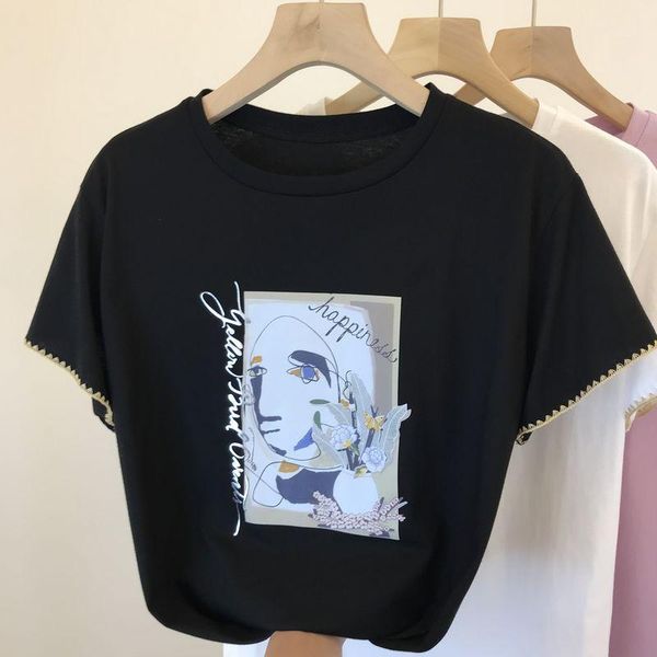 white t-shirt women's 2021 spring and summer relaxed picture embroidery cotton fashion 0326
white t-shirt women's 2021 spring and summer relaxed picture embroidery cotton fashion 0326