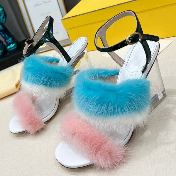 wedge heeled fur sandals first mink clear transparent high heels open toes ankle strap snakeskin leather sandal for women luxury designer we, Black
wedge heeled fur sandals first mink clear transparent high heels open toes ankle strap snakeskin leather sandal for women luxury designer we, Black