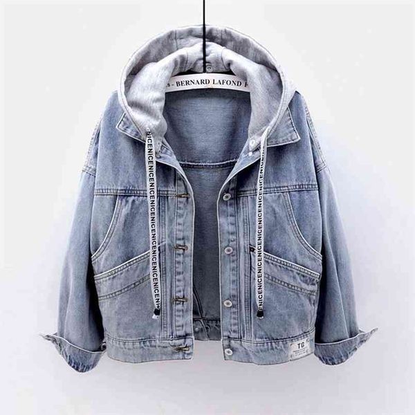 spring autumn korea fashion women long sleeve loose blue denim coat big pocket hooded casual jacke femme short coats s790 210512, Black;brown
spring autumn korea fashion women long sleeve loose blue denim coat big pocket hooded casual jacke femme short coats s790 210512, Black;brown
