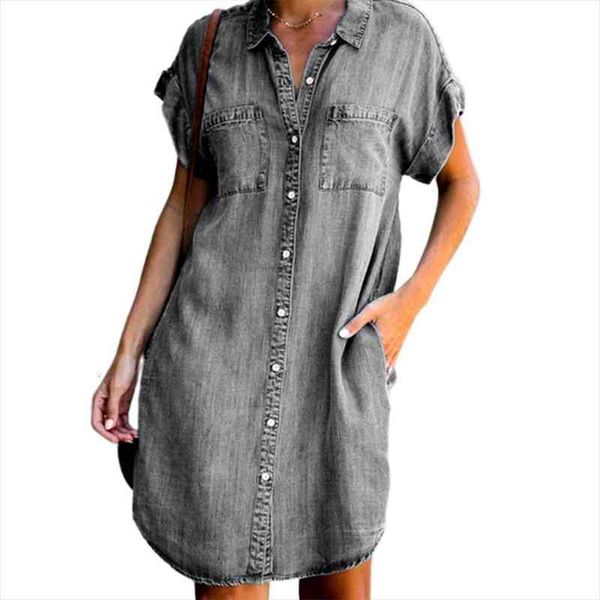 short sleeve pockets single breasted womens dress irregular hem knee length loose clothing vestido de mujer, Black;gray
short sleeve pockets single breasted womens dress irregular hem knee length loose clothing vestido de mujer, Black;gray