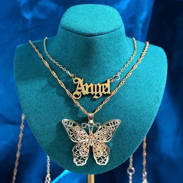 fashion multilayer hollow butterfly pendant chain necklace for women punk gold color angel letter choker necklaces jewelry gifts chains, Silver
fashion multilayer hollow butterfly pendant chain necklace for women punk gold color angel letter choker necklaces jewelry gifts chains, Silver