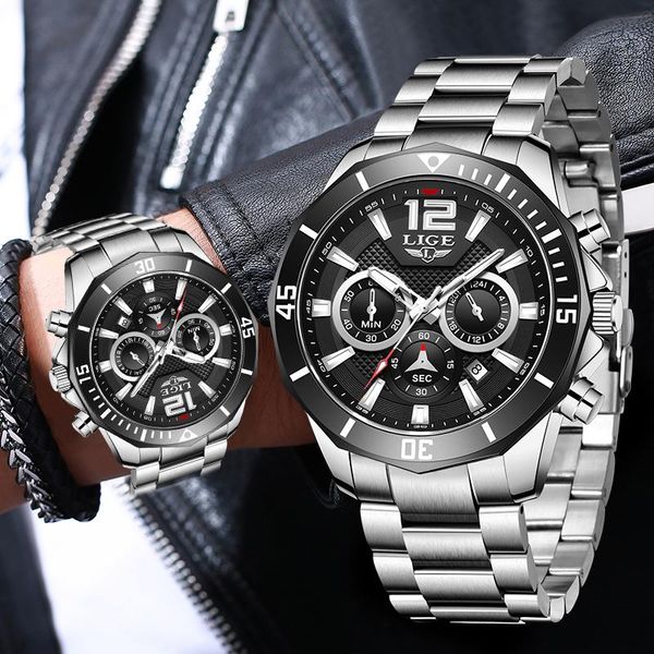 wristwatches lige fashion mens watches stainless steel chronograph quartz watch men sport male clock relogio masculino, Slivery;brown
wristwatches lige fashion mens watches stainless steel chronograph quartz watch men sport male clock relogio masculino, Slivery;brown