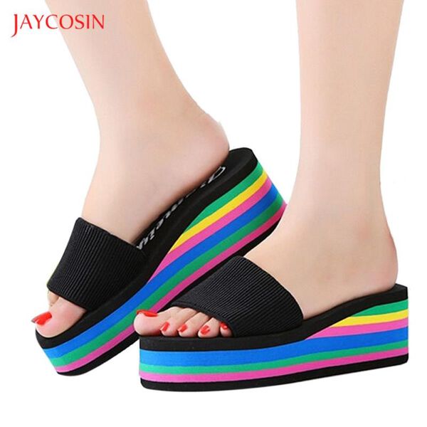 jaycosin fashion slippers women shoes ladies rainbow wedges heels platform flip flop 2021 summer beach zapatos de mujer, Black
jaycosin fashion slippers women shoes ladies rainbow wedges heels platform flip flop 2021 summer beach zapatos de mujer, Black