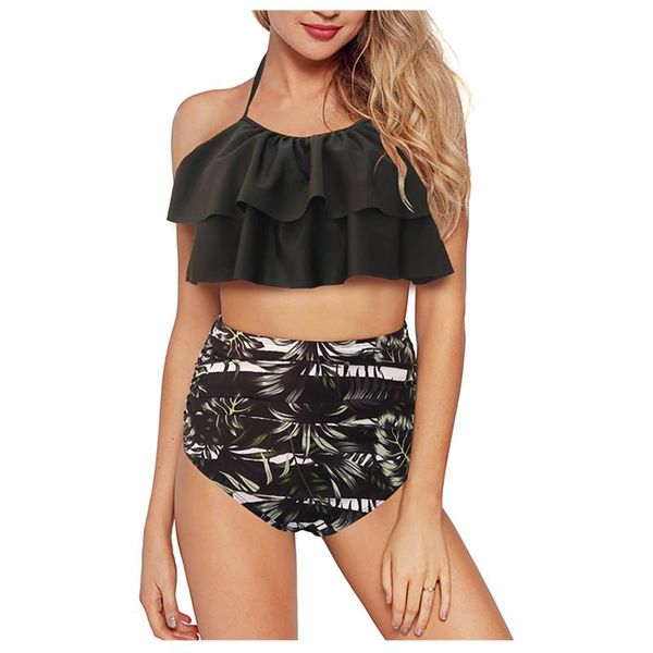 women's swimwear high waist bikini 2021 ruffled women print swimsuit push up bikinis plus size bathing suits beach wear swimsuits, White;black
women's swimwear high waist bikini 2021 ruffled women print swimsuit push up bikinis plus size bathing suits beach wear swimsuits, White;black