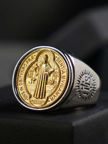 st. benedict's titanium steel inlaid copper for trendy single tail , index finger and fashion men's ring, Black
st. benedict's titanium steel inlaid copper for trendy single tail , index finger and fashion men's ring, Black