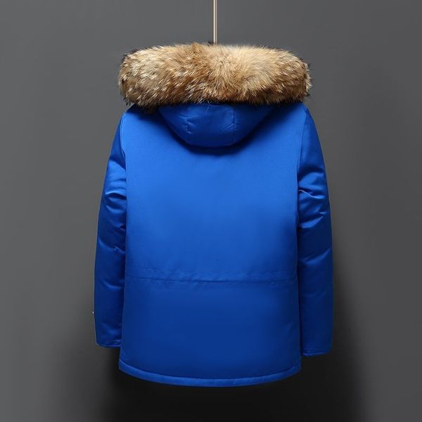 canadian style down jacket designer parkas lovers' men's fashion thickened winter blue feather collar work coat hooded, Black
canadian style down jacket designer parkas lovers' men's fashion thickened winter blue feather collar work coat hooded, Black