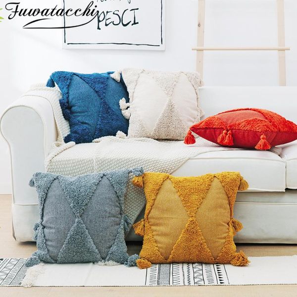 cushion/decorative pillow fuwatacchi solid color cushion cover geometric embroidery tufted tassel throw covers for couch sofa modern decor c
cushion/decorative pillow fuwatacchi solid color cushion cover geometric embroidery tufted tassel throw covers for couch sofa modern decor c